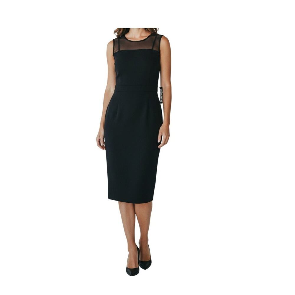 NY&Co Black Sleeveless Lined Midi Dress Size Medium Stretch Minimalist Classic